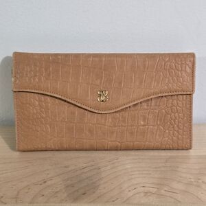 Vintage - Buxton - Wallet Planner - Leather Gator Embossed Coin Purse - Tan